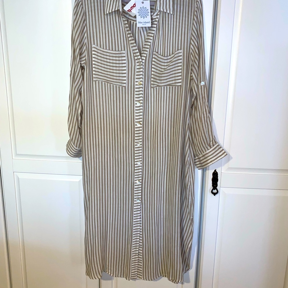 NWT striped shirt dress size lg.